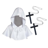 Maxbell 4xHalloween Death Cape Cowl Costume Hooded Poncho for Unisex Adults Women Men White