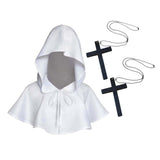Maxbell 3xHalloween Death Cape Cowl Costume Hooded Poncho for Unisex Adults Women Men White