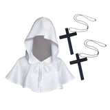 Maxbell 2xHalloween Death Cape Cowl Costume Hooded Poncho for Unisex Adults Women Men White
