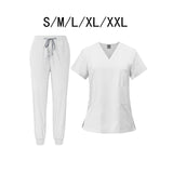 Maxbell 2xNursing Uniforms Beauty Salon Shop V Neck T Shirts Women Scrubs Sets S