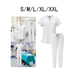 Maxbell 2xNursing Uniforms Beauty Salon Shop V Neck T Shirts Women Scrubs Sets S
