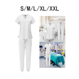 Maxbell 2xNursing Uniforms Beauty Salon Shop V Neck T Shirts Women Scrubs Sets S