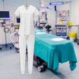 Maxbell 2xNursing Uniforms Beauty Salon Shop V Neck T Shirts Women Scrubs Sets S