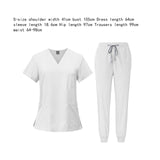 Maxbell 2xNursing Uniforms Beauty Salon Shop V Neck T Shirts Women Scrubs Sets S