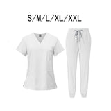 Maxbell 2xNursing Uniforms Beauty Salon Shop V Neck T Shirts Women Scrubs Sets S