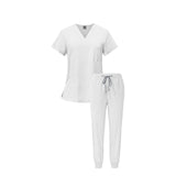 Maxbell 2xNursing Uniforms Beauty Salon Shop V Neck T Shirts Women Scrubs Sets L