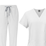 Maxbell 2xNursing Uniforms Beauty Salon Shop V Neck T Shirts Women Scrubs Sets L