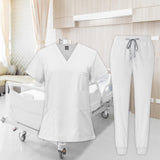 Maxbell 2xNursing Uniforms Beauty Salon Shop V Neck T Shirts Women Scrubs Sets XL