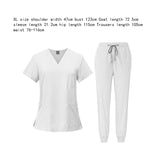 Maxbell 2xNursing Uniforms Beauty Salon Shop V Neck T Shirts Women Scrubs Sets XL