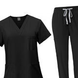 Maxbell 2 Piece Female Scrub Set Machine Washable Nurse Work Clothing for Salon