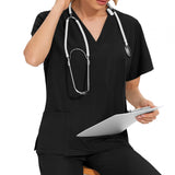 Maxbell 2 Piece Female Scrub Set Machine Washable Nurse Work Clothing for Salon
