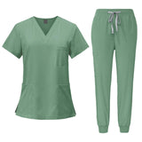 Maxbell 2xFemale Scrub Set Machine Washable Nurse Work Clothing for Beauty Salon