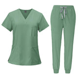 Maxbell 2xFemale Scrub Set Machine Washable Nurse Work Clothing for Beauty Salon