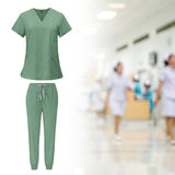 Maxbell 2xFemale Scrub Set Machine Washable Nurse Work Clothing for Beauty Salon