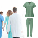 Maxbell 2xFemale Scrub Set Machine Washable Nurse Work Clothing for Beauty Salon