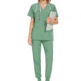 Maxbell 2xFemale Scrub Set Machine Washable Nurse Work Clothing for Beauty Salon