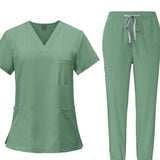 Maxbell 2xFemale Scrub Set Machine Washable Nurse Work Clothing for Beauty Salon