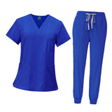Female Scrub Set Nurse Workwear for Pet Groomer Beauty Salon SPA Cosmetology XXL Royal Blue