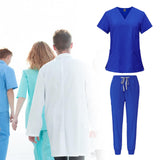 Female Scrub Set Nurse Workwear for Pet Groomer Beauty Salon SPA Cosmetology XXL Royal Blue