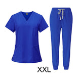 Female Scrub Set Nurse Workwear for Pet Groomer Beauty Salon SPA Cosmetology XXL Royal Blue