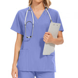 Maxbell 2xFemale Scrub Set Machine Washable Nurse Work Clothing for Beauty Salon