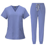 Maxbell 2xFemale Scrub Set Machine Washable Nurse Work Clothing for Beauty Salon