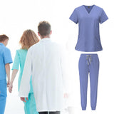 Maxbell 2xFemale Scrub Set Machine Washable Nurse Work Clothing for Beauty Salon