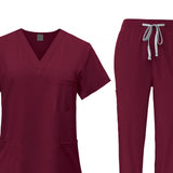 Maxbell 2xFemale Scrub Set Machine Washable Nurse Work Clothing for Beauty Salon