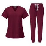 Maxbell 2xFemale Scrub Set Machine Washable Nurse Work Clothing for Beauty Salon