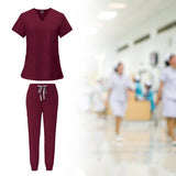Maxbell 2xFemale Scrub Set Machine Washable Nurse Work Clothing for Beauty Salon