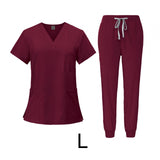 Maxbell 2xFemale Scrub Set Machine Washable Nurse Work Clothing for Beauty Salon