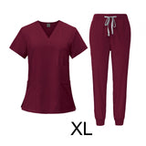 Maxbell 2xFemale Scrub Set Machine Washable Nurse Work Clothing for Beauty Salon