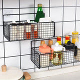 Maxbell 2xWall Hanging Baskets Metal Wire Storage Basket for Living Room Pantry Garage Black