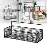 Maxbell 2xWall Hanging Baskets Metal Wire Storage Basket for Living Room Pantry Garage Black