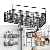 Maxbell 2xWall Hanging Baskets Metal Wire Storage Basket for Living Room Pantry Garage Black