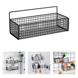 Maxbell 2xWall Hanging Baskets Metal Wire Storage Basket for Living Room Pantry Garage Black