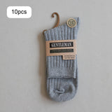 Maxbell 2x10 Pair Men Mid Calf Socks Soft Male Warm Socks for Sports Daily Wear Unisex Gray