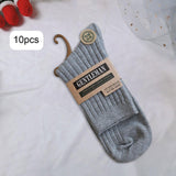 Maxbell 2x10 Pair Men Mid Calf Socks Soft Male Warm Socks for Sports Daily Wear Unisex Gray