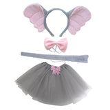 Maxbell 3xElephant Costume Ears Headband Bowtie Tail for Stage Shows Carnival Dress up with Tutu