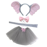 Maxbell 2xElephant Costume Ears Headband Bowtie Tail for Stage Shows Carnival Dress up with Tutu