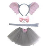 Maxbell 5xElephant Costume Ears Headband Bowtie Tail for Stage Shows Carnival Dress up with Tutu