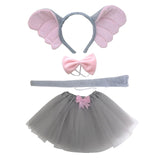 Maxbell 2xElephant Costume Ears Headband Bowtie Tail for Stage Shows Carnival Dress up with Tutu