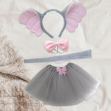 Maxbell 5xElephant Costume Ears Headband Bowtie Tail for Stage Shows Carnival Dress up with Tutu