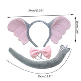 Maxbell 2xElephant Costume Ears Headband Bowtie Tail for Stage Shows Carnival Dress up with Tutu