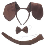 Maxbell 2xDog Ears Headband Tail Bowtie Set Gifts Headdress for Performance Dance Prom