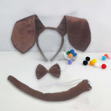 Maxbell 6xDog Ears Headband Tail Bowtie Set Gifts Headdress for Performance Dance Prom