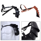 Maxbell 5xGothic Steampunk Shoulder Armors Party Pauldrons Armour Halloween Shrug Belt black
