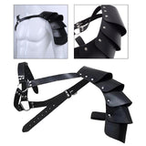 Maxbell 3xGothic Steampunk Shoulder Armors Party Pauldrons Armour Halloween Shrug Belt black