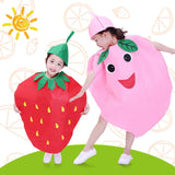 Maxbell 2xKids Fruit Costume Cosplay Cute Children Costume for Themed Party Masquerade Strawberry