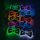 Maxbell 4xLight up Bow Tie Gifts Wedding Neon Bowtie for Fashion Show Bars Cosplay Red